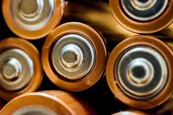 Button batteries close up